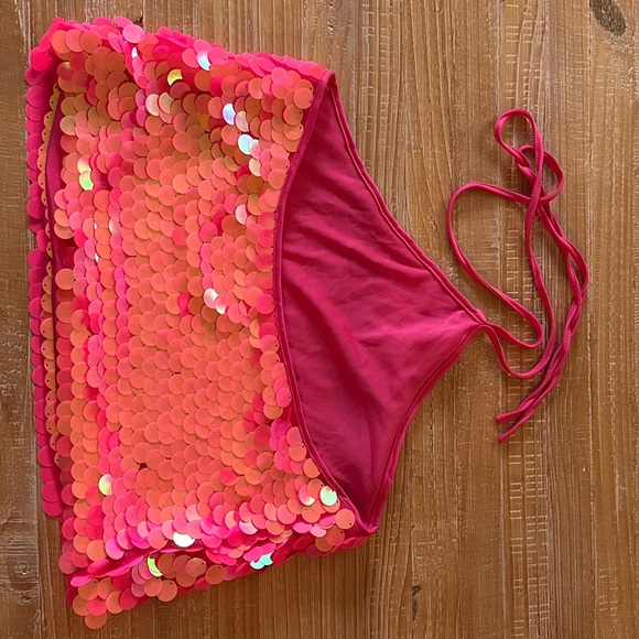 Pink Sequin Halter Top - Picture 2 of 2